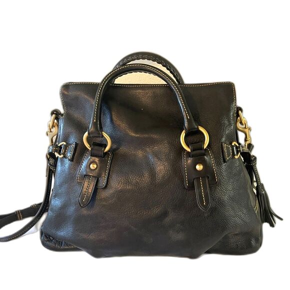 Dooney & Bourke Florentine Black Pebble Leather Satchel Handbag Crossbody Bag - Picture 2 of 14